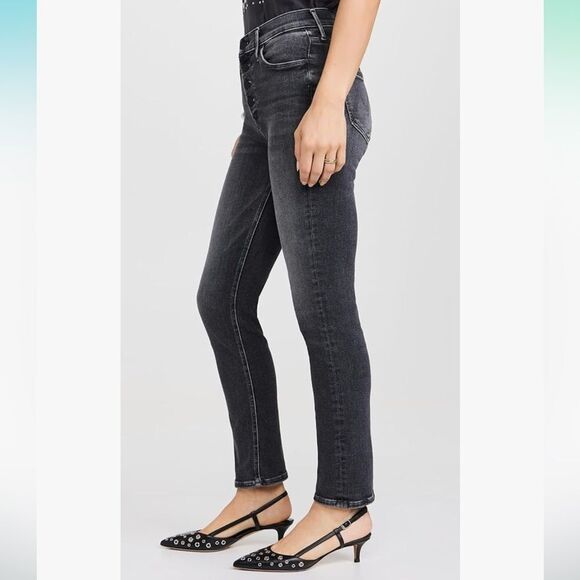 NWT MOTHER Women's Pixie Mid Rise Dazzler Ankle Up in Smoke Jeans size 33 - Picture 3 of 15